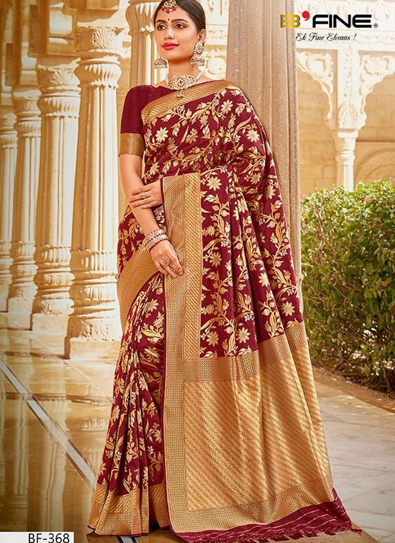 B FINE NAZAR Latest Fancy Designer Party And Wedding Wear Stylish Heavy Silk Saree Collection